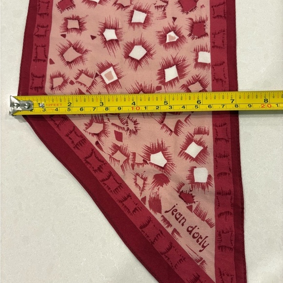 Silk feel Jean d'Orly Vintage Abstract Print Silk Neck Scarf - Burgundy & Pink - Picture 6 of 7